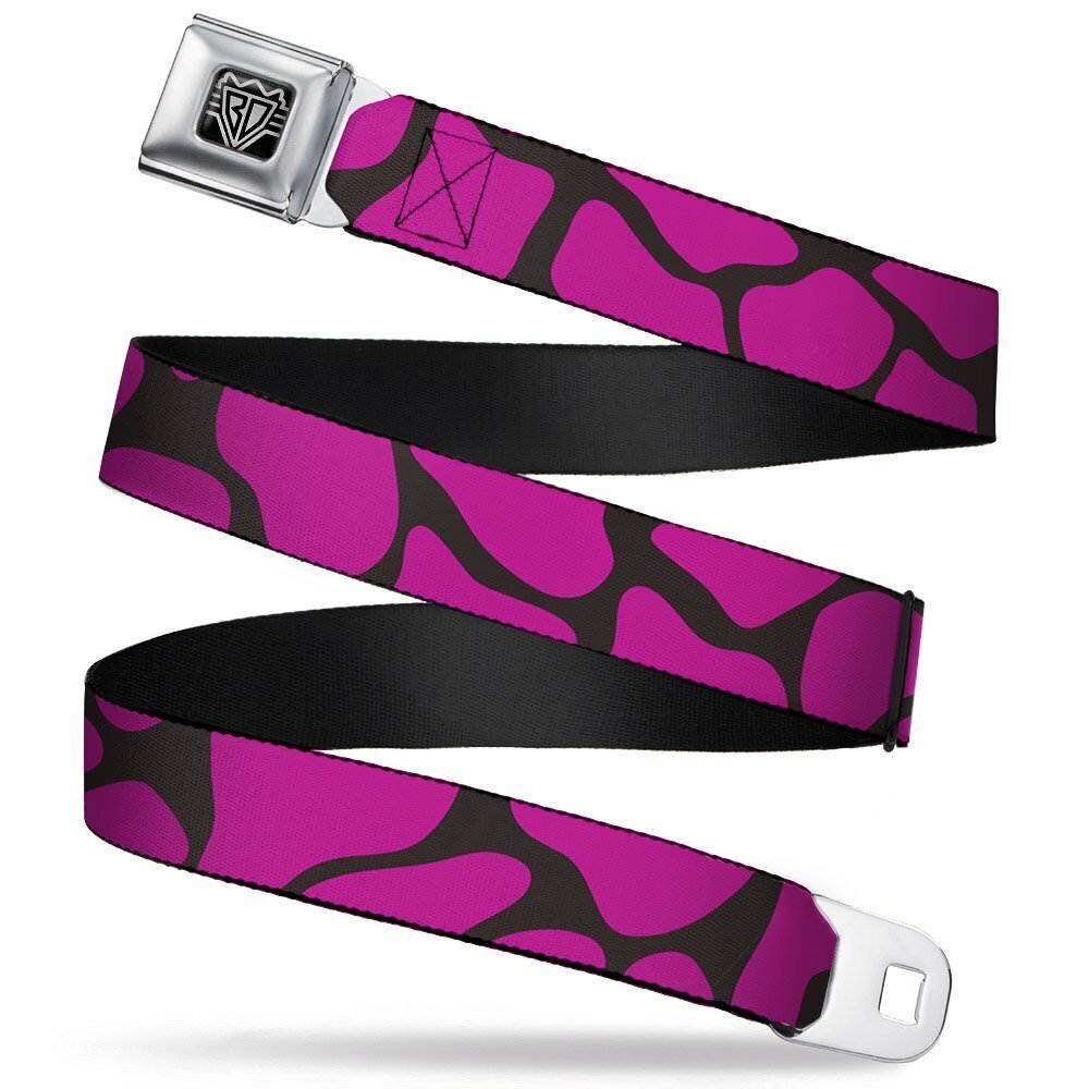 2456 Seatbelt Belt - Giraffe Spots Black/Fuchsia - 1.0" Wide - 20-36 Inches